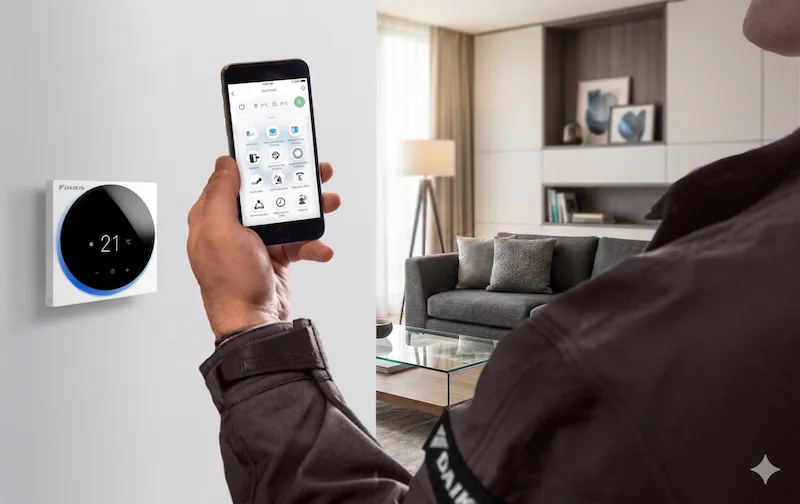 Pilotage de thermostat connecté Daikin Madoka via smartphone par R'Up Confort